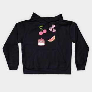 Y2k Coquette Berry Design Sticker Pack Pink Kids Hoodie